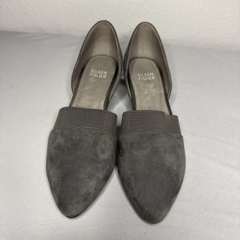 Eileen Fisher Hilly D'orsay Wedge Pump Women's Gray Suede Slip-On Heels Size 6